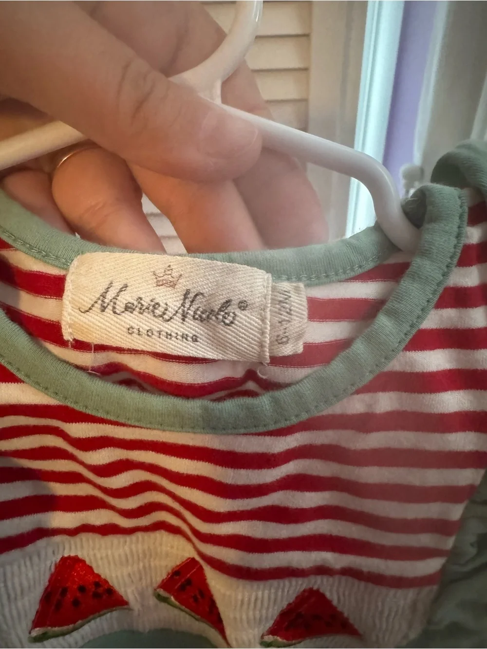 Miren Kids Watermelon Stripe Ruffle Romper - Red & Sage